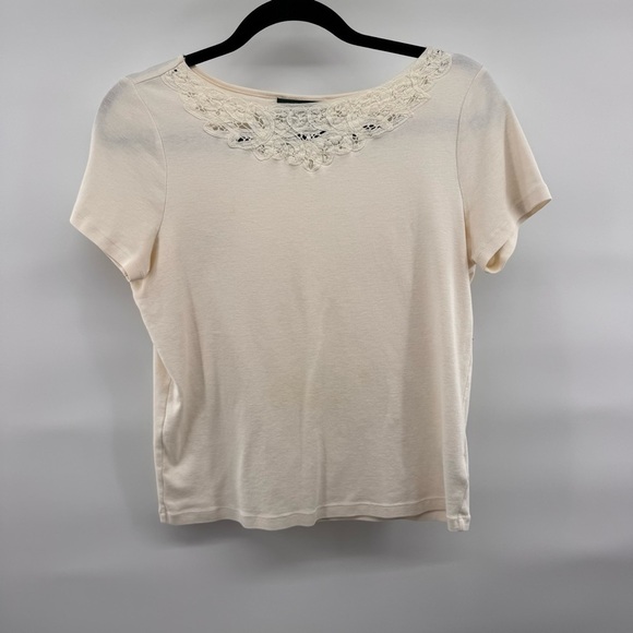 Lauren Ralph Lauren Tops - Lauren Ralph Lauren Medium Crocheted Cotton White Cream Tshirt